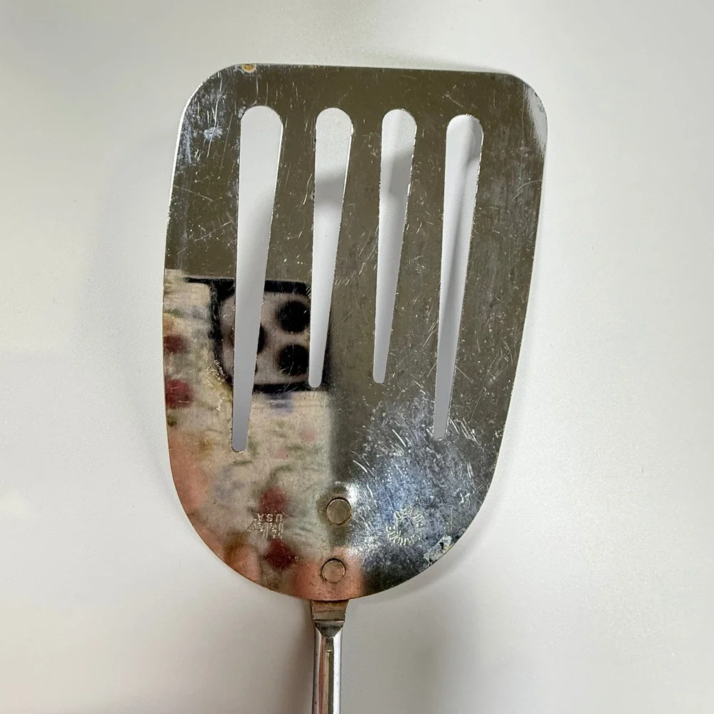 VTG Foley USA Spatula Four Slotted Turner Kitchen Tool Silver Black Chrome 12